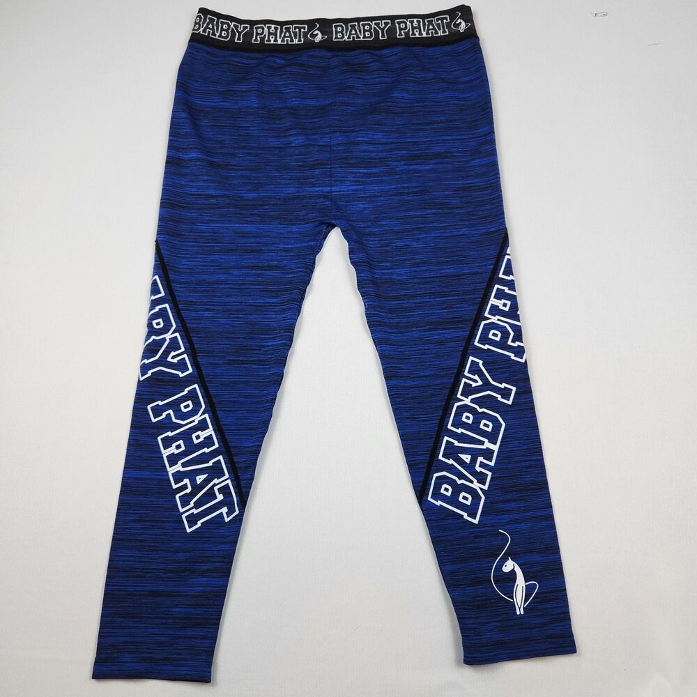 Baby Phat Athletic Leggings Womens M Space-Dye Blue Logo Y2K Athleisure Workout